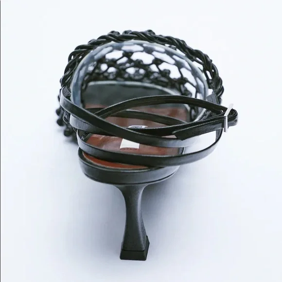 Zara Set - Black Knotted Mesh Heels & Mini Bag - Picture 6 of 12